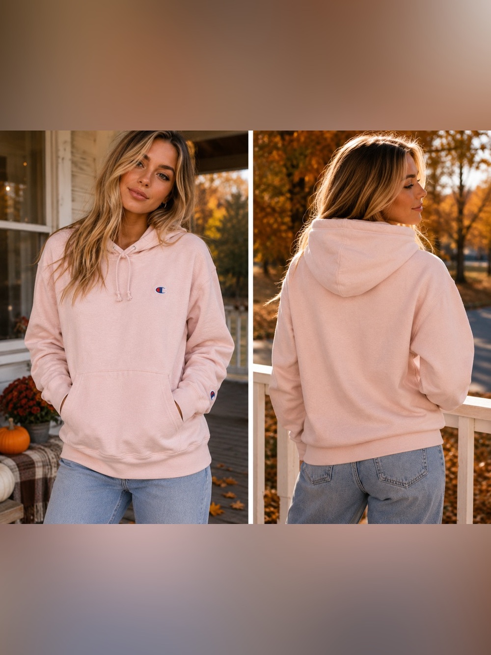 Champion Reverse Weave Light Pink Heavyweight Pullover Hoodie Medium